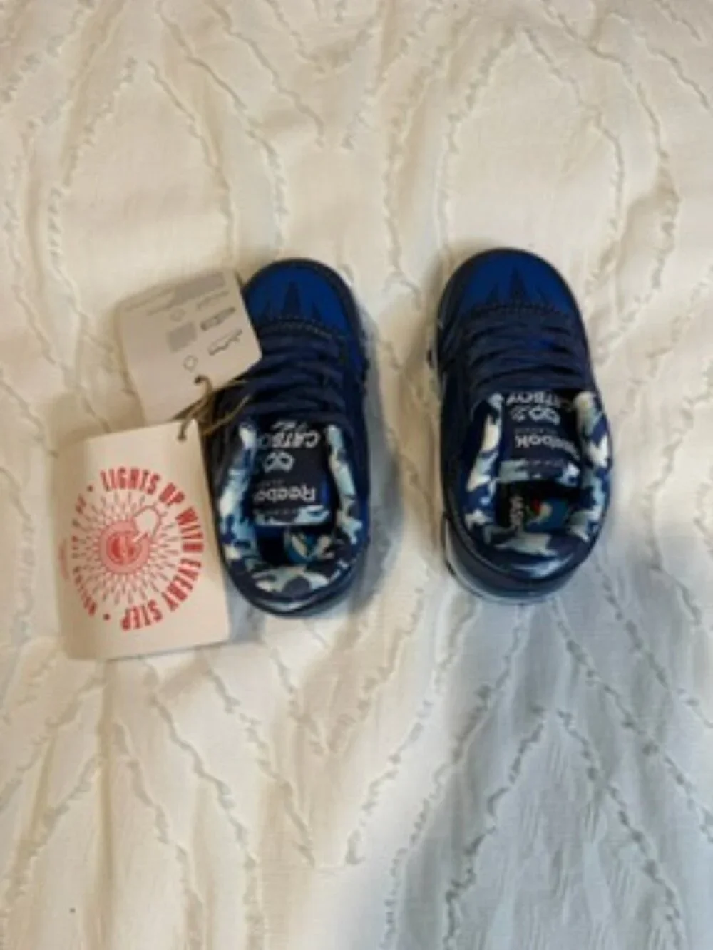 Kids Size 4c Reebok Classic Leather Step N Flash Shoe in Blue